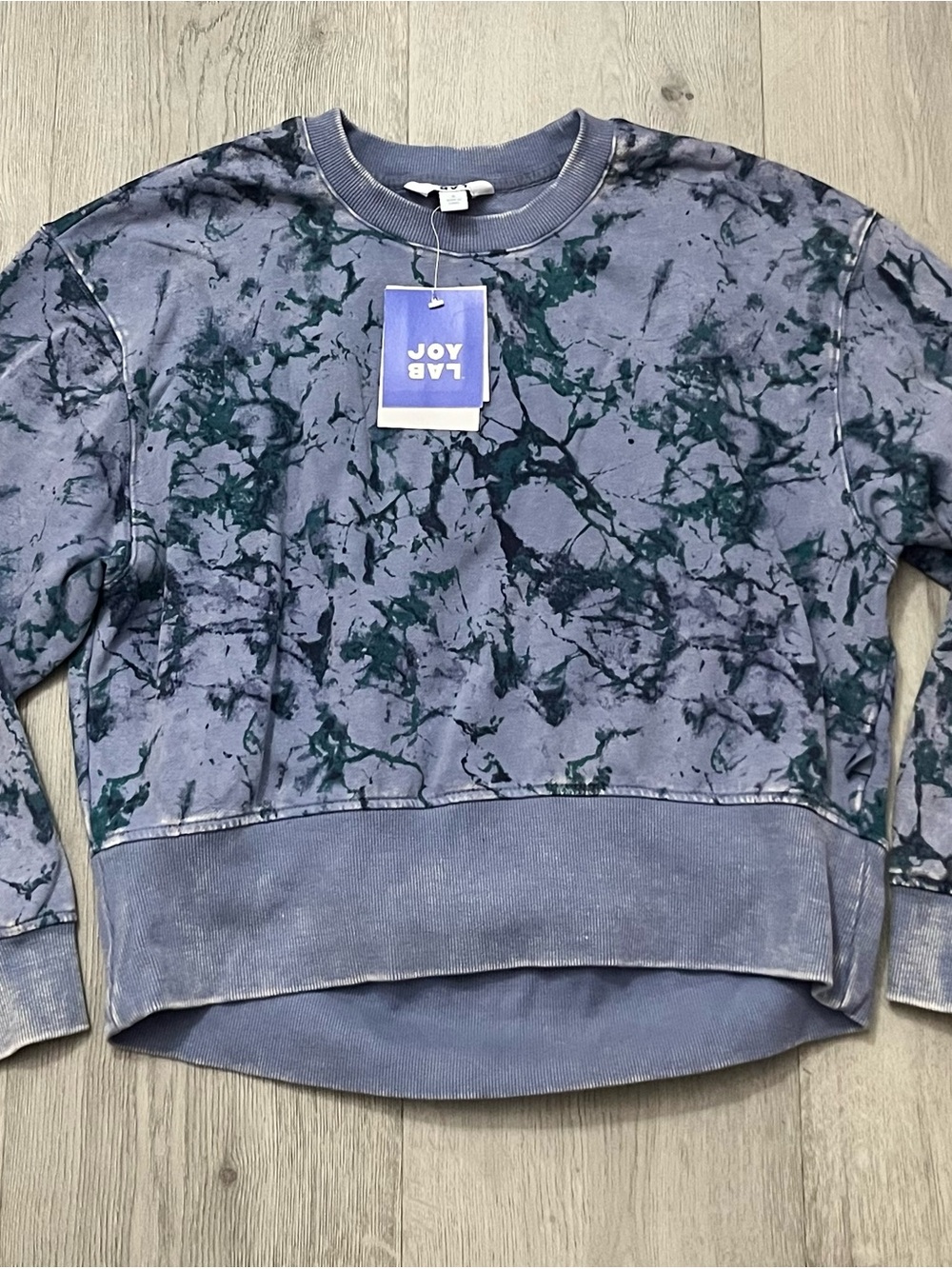 JoyLab Women's Slate Blue Marble Crewneck Pullover